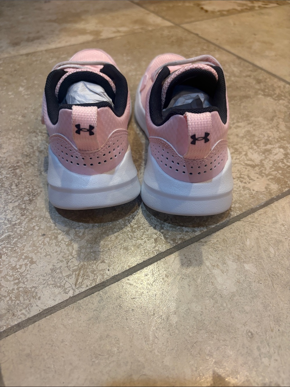 Under Armour Kids Pink & White Athletic Sneakers - Picture 3 of 5